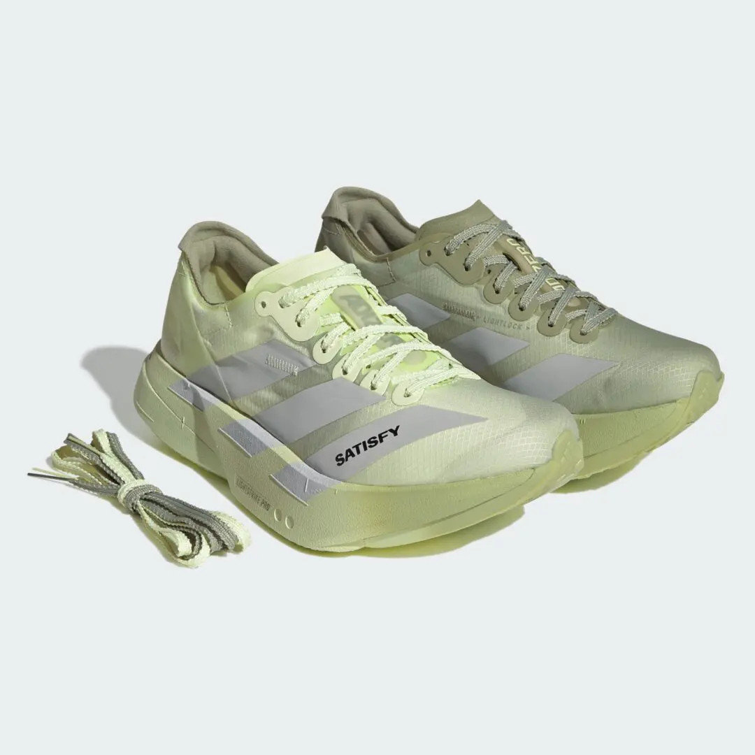 adidas × SATISFY「ADIZERO ADIOS PRO 4 SATISFY」テントグリーン