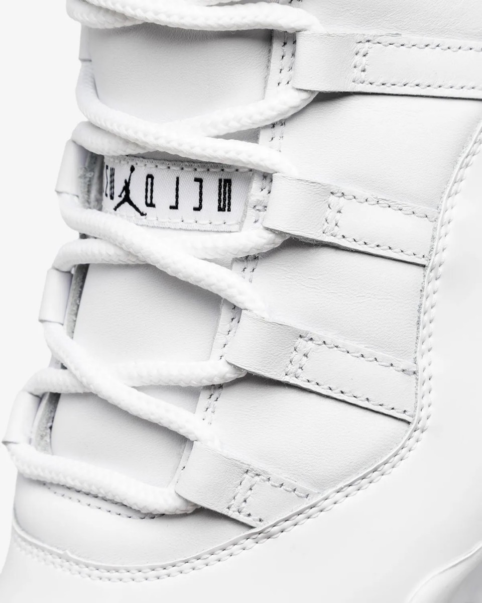 COMME des GARÇONS HOMME PLUS × Air Jordan 11 ホワイト シューレースまわりのディテール