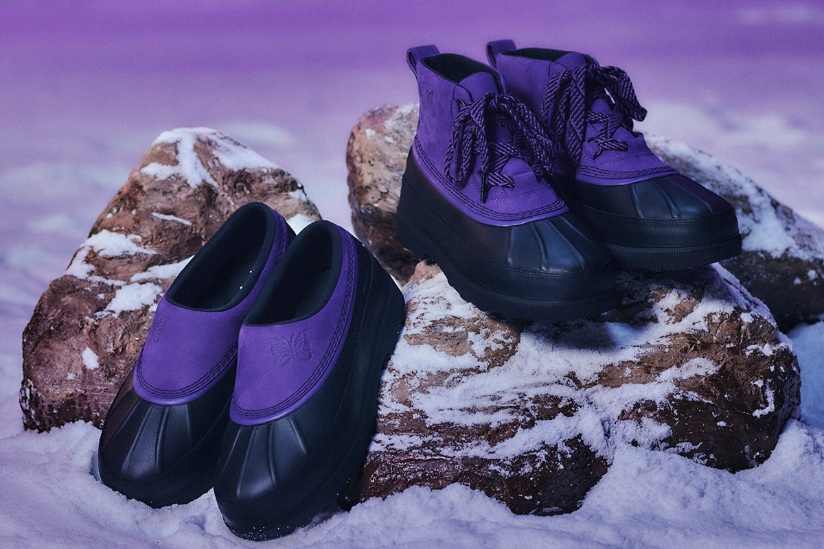 NEEDLES × SOREL Ambler Waterproof と Ambler Chukka Waterproof 雪の岩場に並ぶ2型